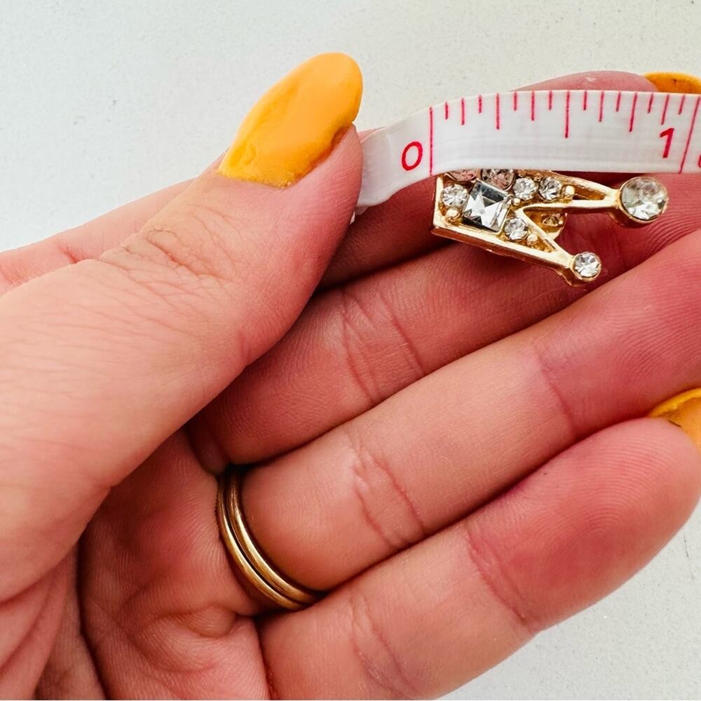 VINTAGE Gold White Clear CZ Cubic Zirconia Crystal Crown Pin Brooch Unisex Jewel - Picture 5 of 5